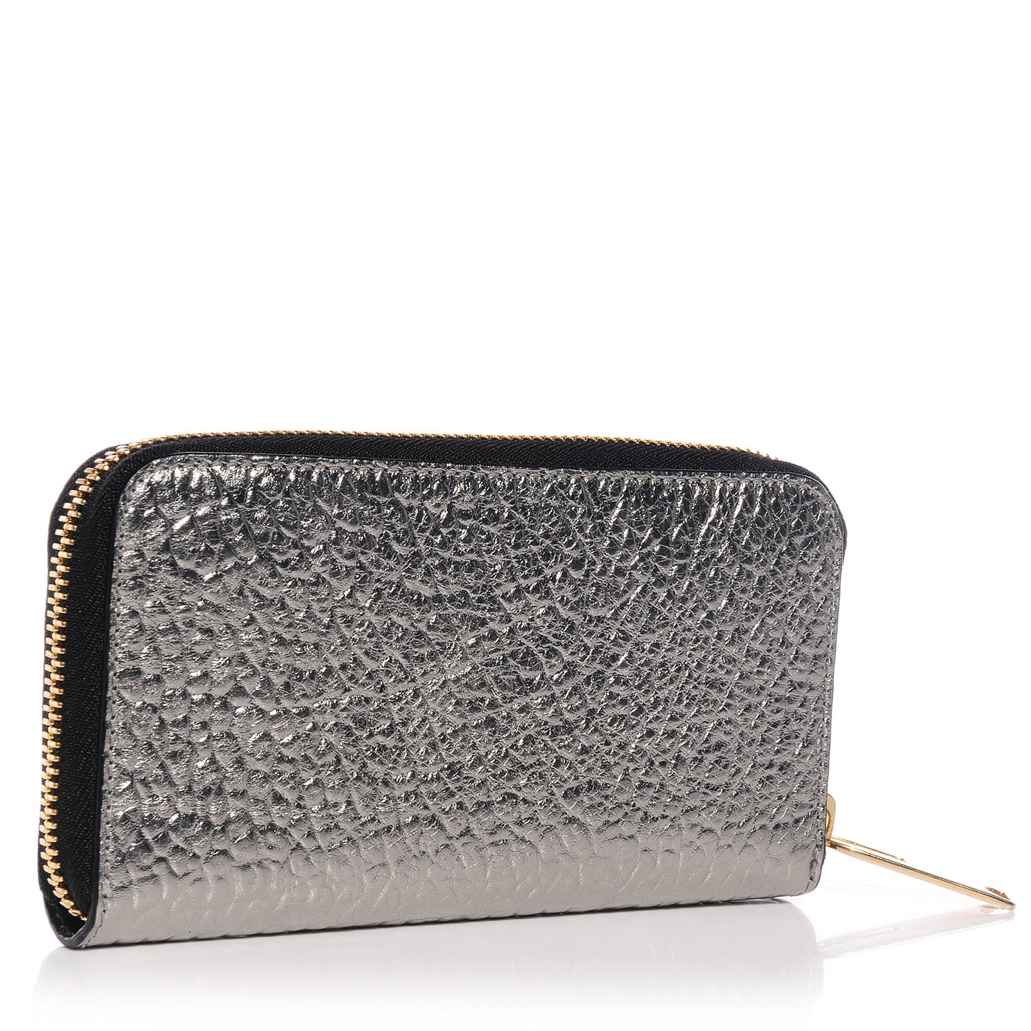Burberry Signature Grain Leather Zip Around Wallet Silver 3 of 8