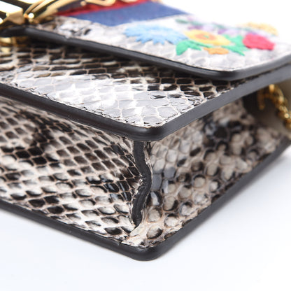 Gucci Snakeskin Floral Embroidered Super Mini Sylvie Chain Shoulder Bag 9 of 9