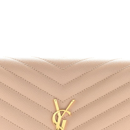 Saint Laurent Grain De Poudre Matelasse Chevron Monogram Envelope Clutch Dark Beige 8 of 11