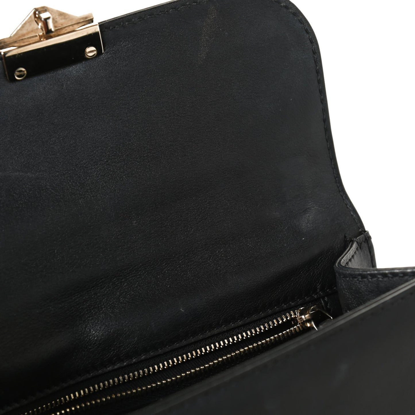 Vitello Small Glam Lock Rockstud Flap Black