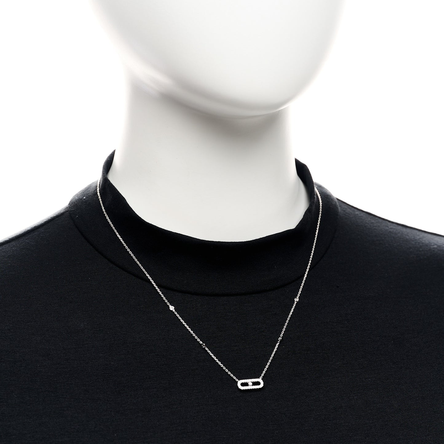 18K White Gold Diamond Move Uno Pave Necklace