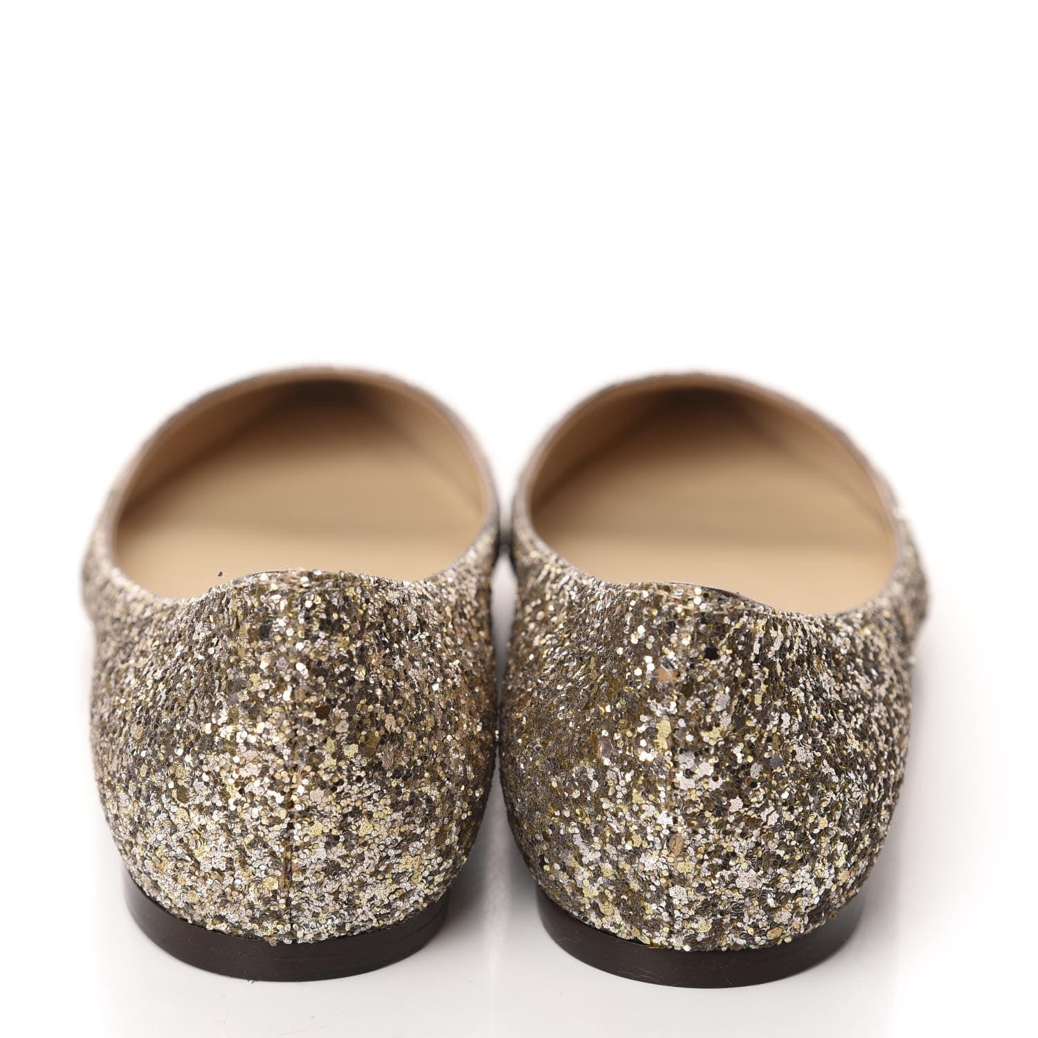 Jimmy Choo Glitter Fabric Alina Flats 38 Antique Gold 5 of 9