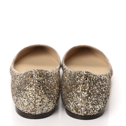 Jimmy Choo Glitter Fabric Alina Flats 38 Antique Gold 5 of 9