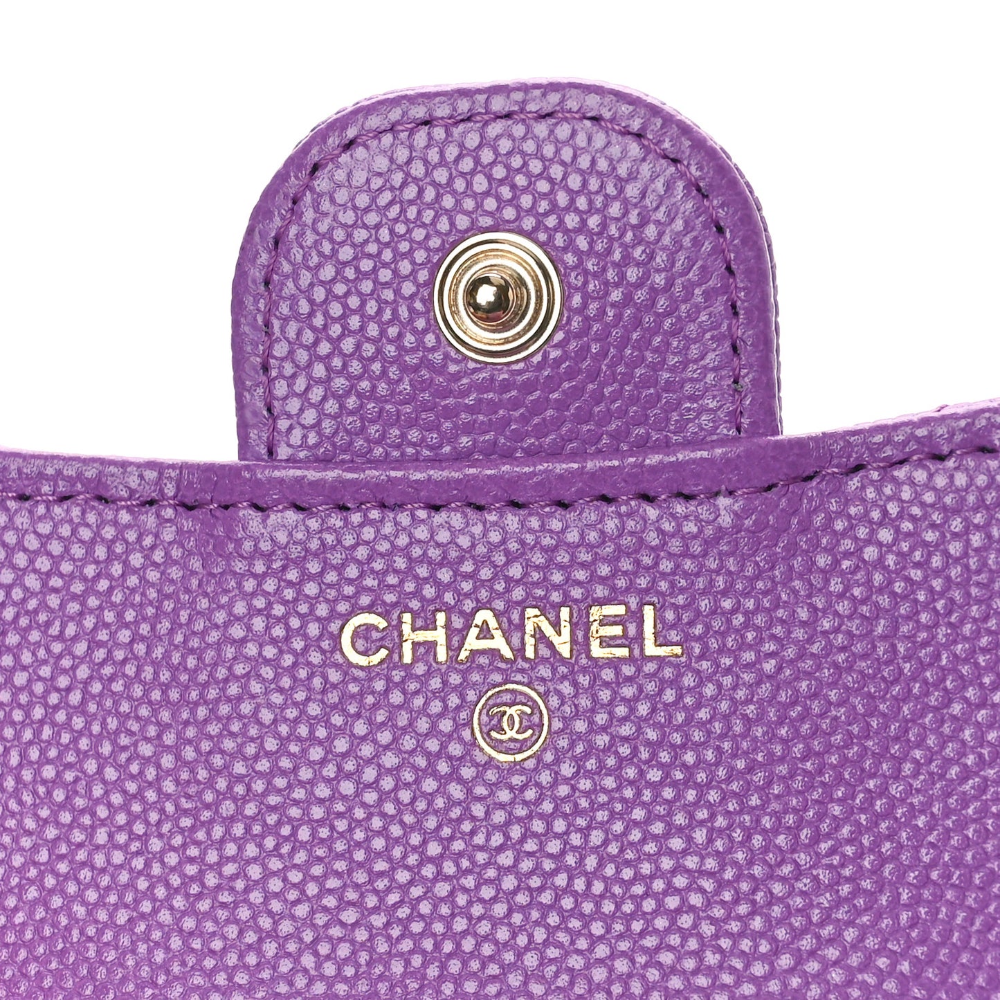 Caviar Quilted Compact Flap Wallet Purple