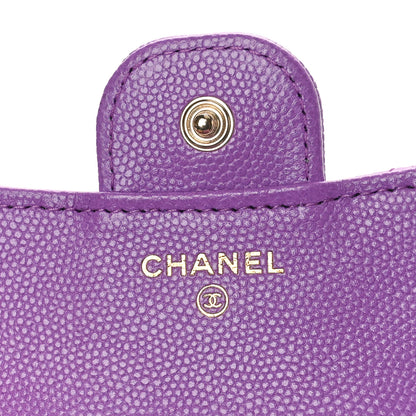 Chanel Caviar Quilted Compact Flap Wallet Purple 6 of 11