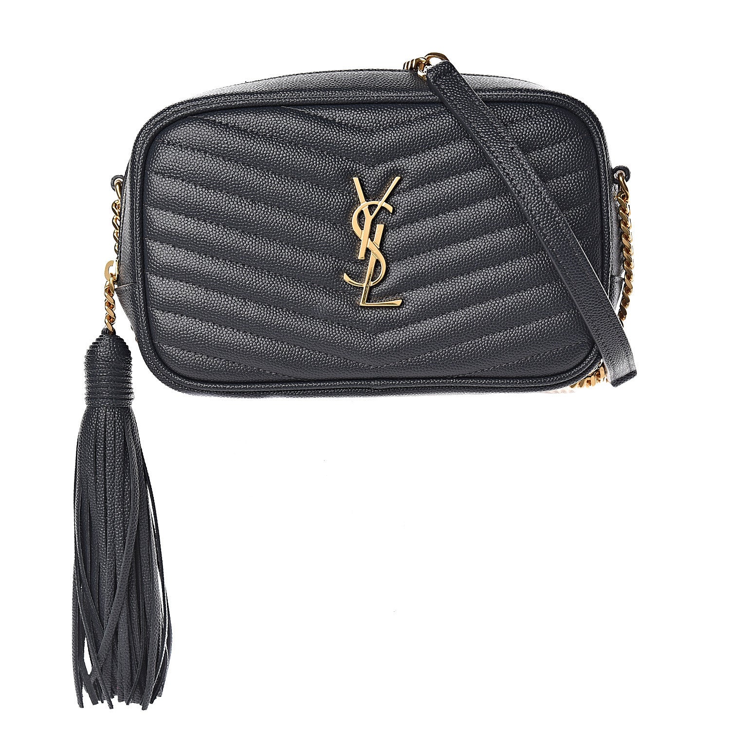 Saint Laurent Grain De Poudre Matelasse Monogram Mini Lou Camera Bag Dark Smog 1 of 11