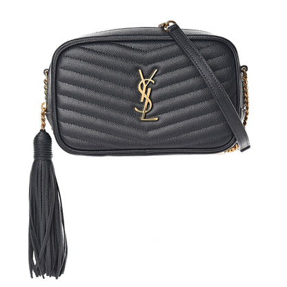 Saint Laurent Grain De Poudre Matelasse Monogram Mini Lou Camera Bag Dark Smog 1 of 11