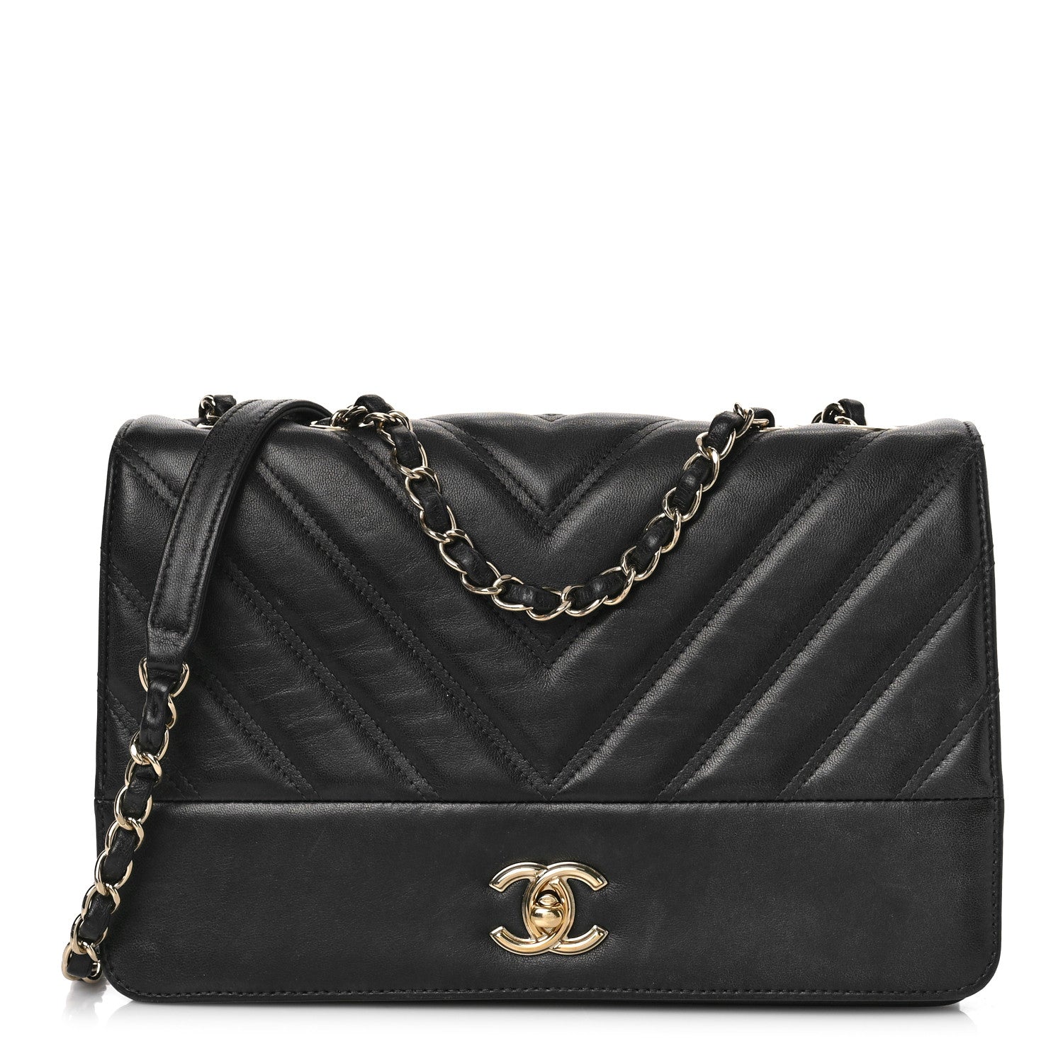 Chanel Lambskin Chevron Quilted Flap Black 1 of 9
