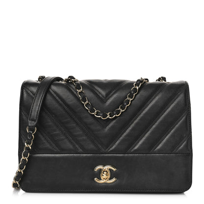 Chanel Lambskin Chevron Quilted Flap Black 1 of 9