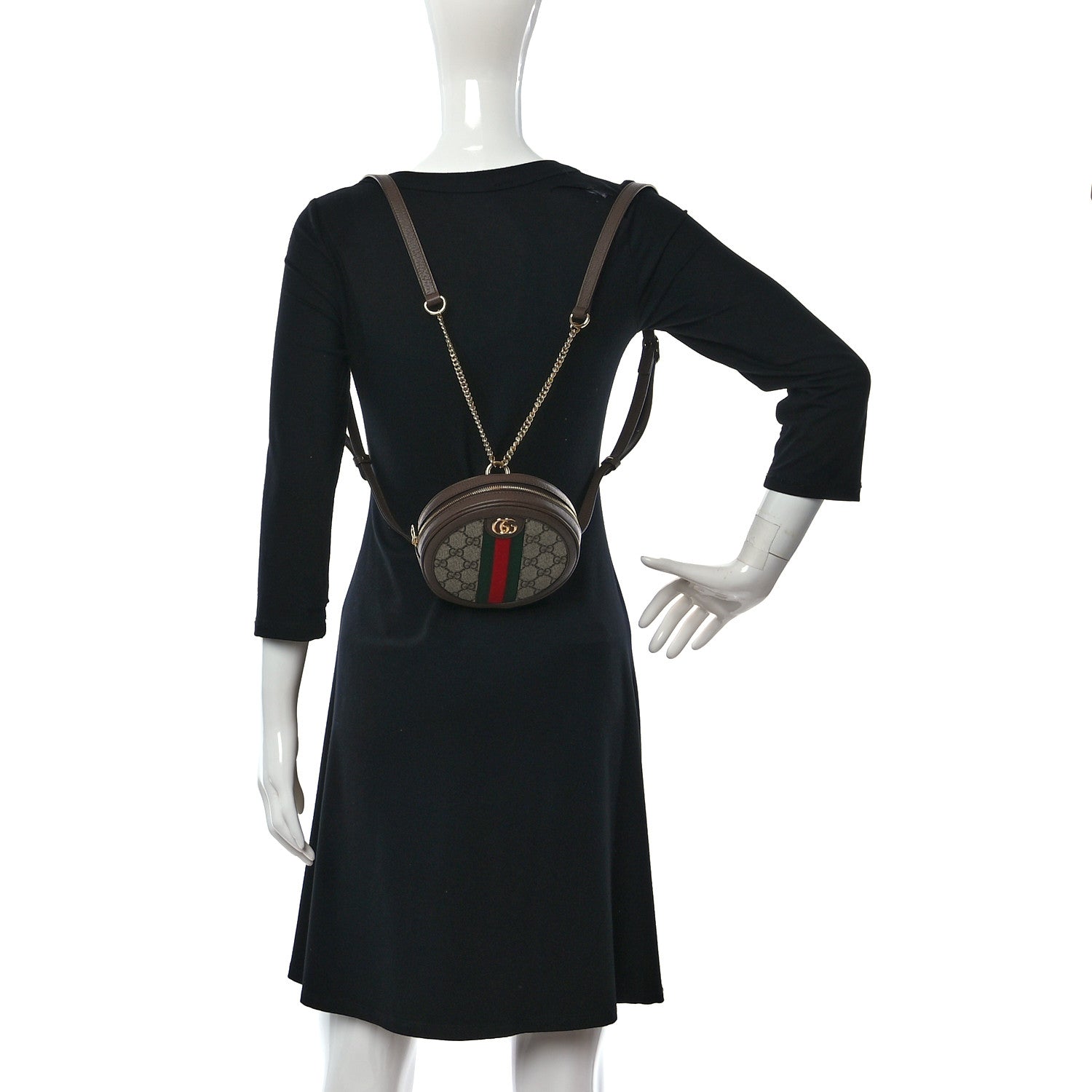 Gucci GG Supreme Monogram Web Mini Ophidia Round Backpack Brown 2 of 9