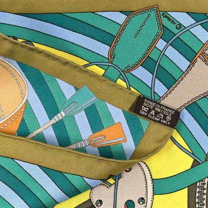 Hermes Silk Madame Cuir Pocket Square Scarf 3 of 3