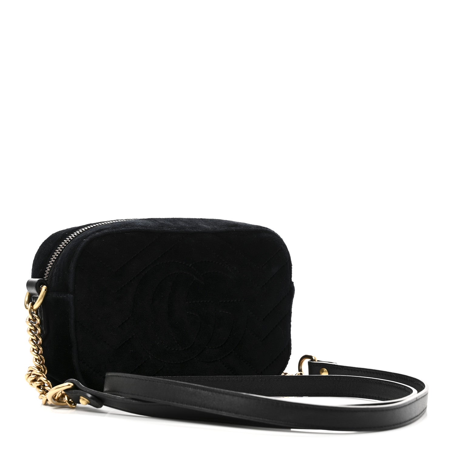 Gucci Velvet Matelasse Marquise Crystals Mini GG Marmont Chain Shoulder Bag Black 3 of 10