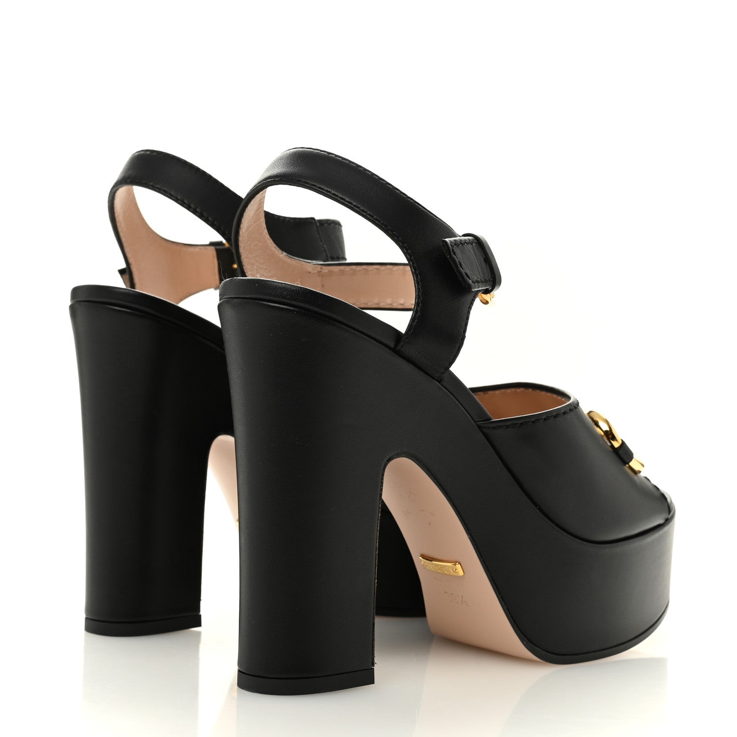 Gucci Nappa Charlotte Horsebit 40/135mm Platform Sandals 39.5 Black 5 of 9