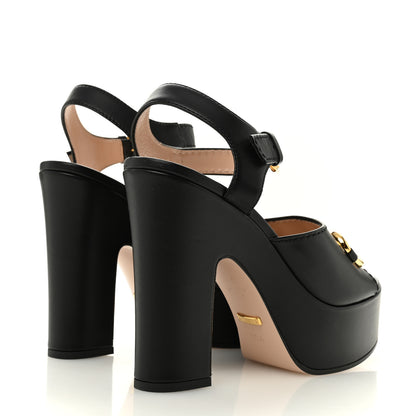 Gucci Nappa Charlotte Horsebit 40/135mm Platform Sandals 39.5 Black 5 of 9