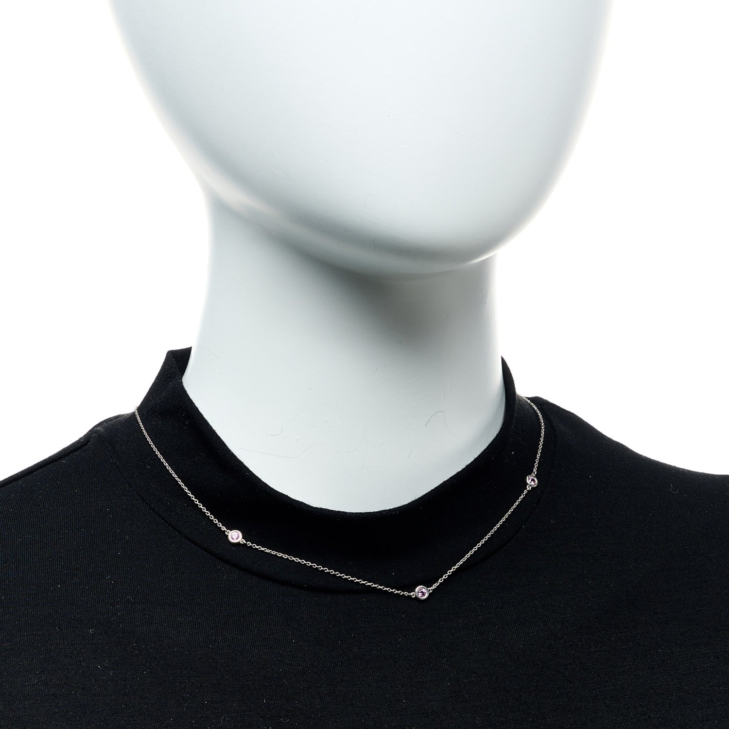 Tiffany Sterling Silver Pink Sapphire Elsa Peretti Color By The Yard 3 Station Necklace 2 of 6