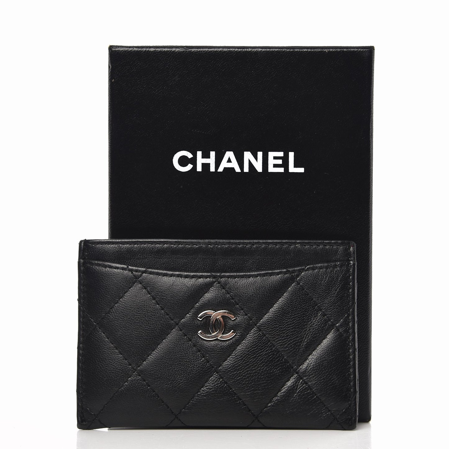 Lambskin Quilted Card Holder Black