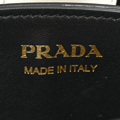 Prada Saffiano Cuir Medium Panier Bucket Bag Bianco Black 7 of 15