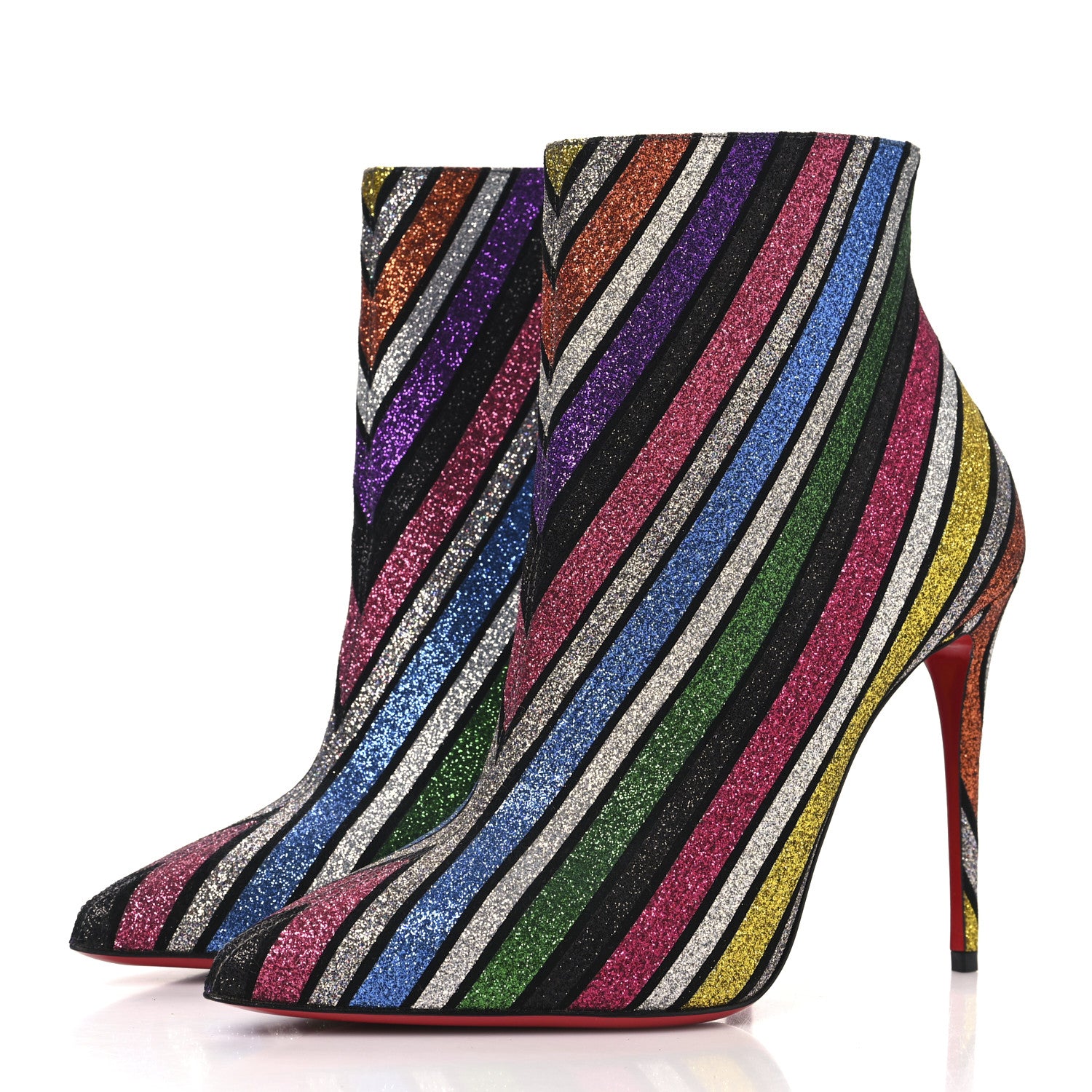 Christian Louboutin Suede Stripyglitter So Kate Booty 100 Ankle Boots 38 Multi 4 of 8