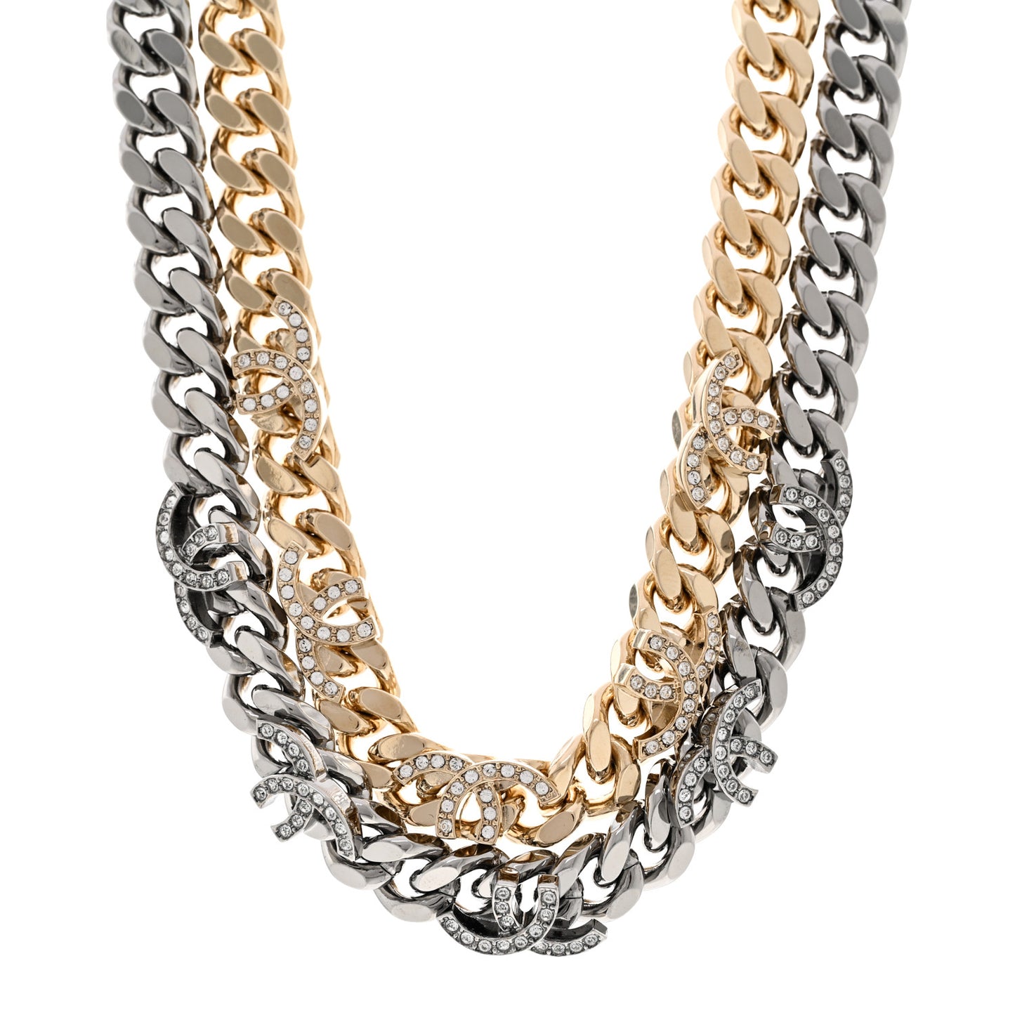 Crystal Chain CC Link Choker Gold Ruthenium
