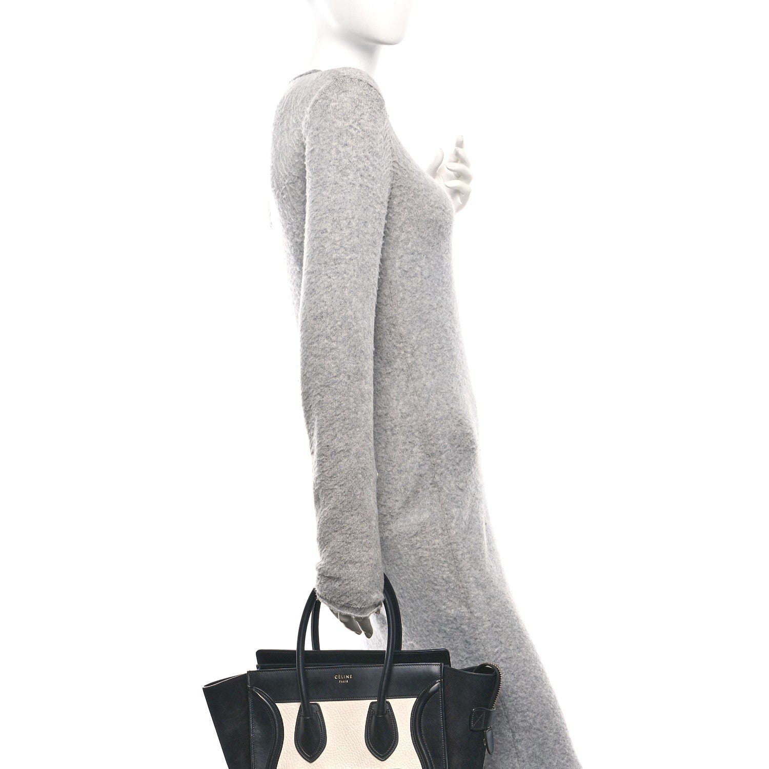 Celine Bullhide Calfskin Micro Bi-Color Luggage Black White 2 of 10
