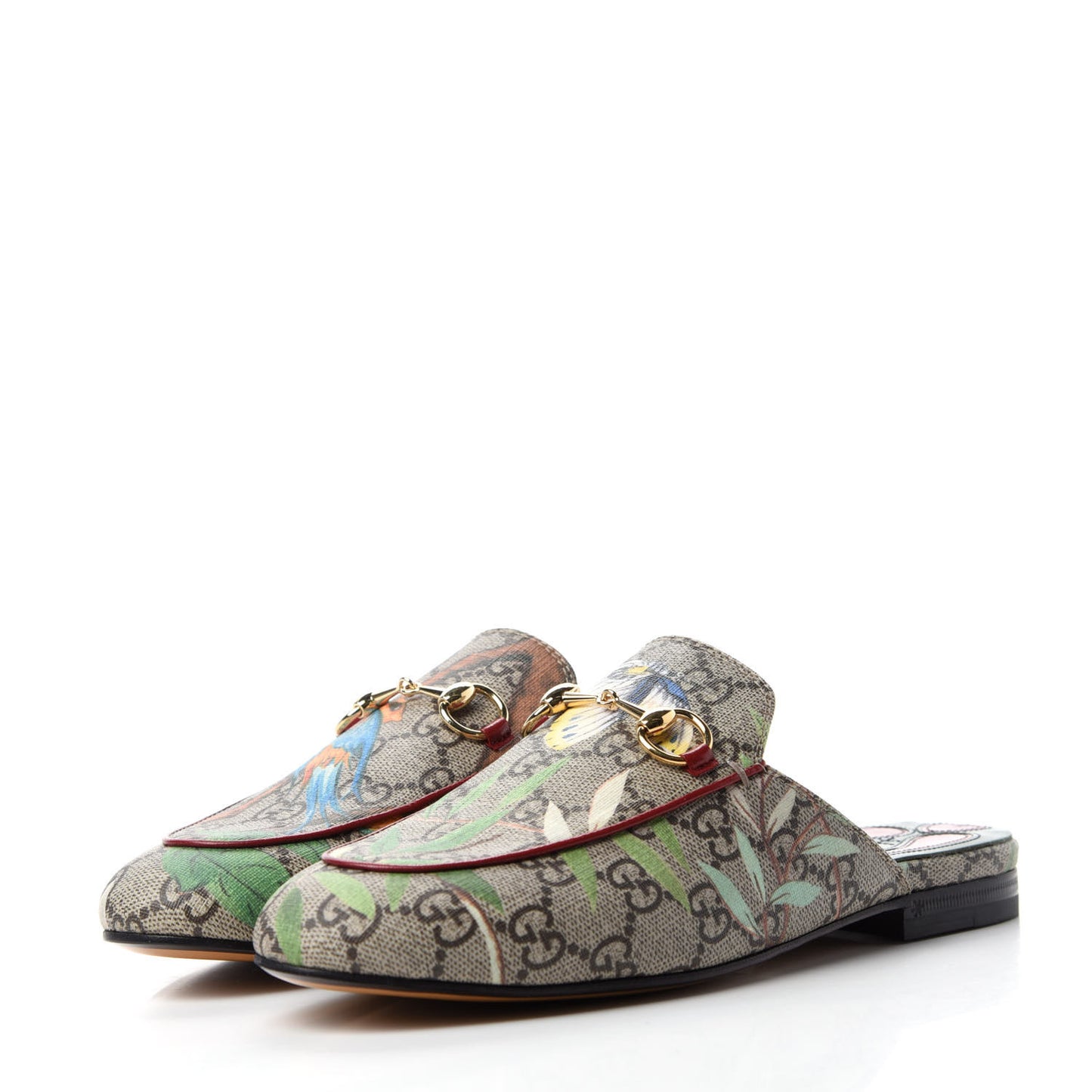 GG Supreme Monogram Tian Womens Princetown Slippers 35.5 Beige Ebony Multicolor