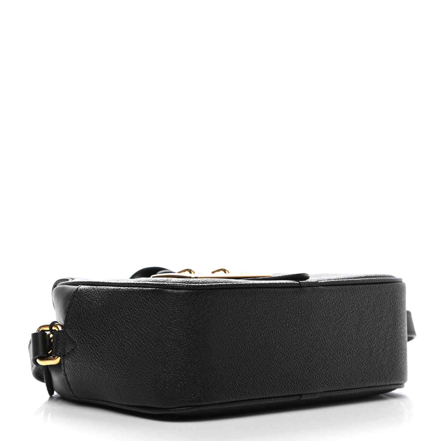 Soft Grain Calfskin Small Buckle Zip Bag Black
