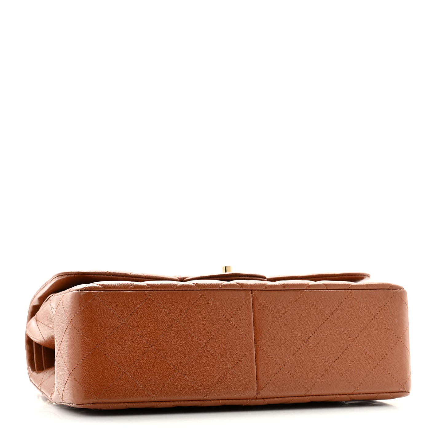 Caviar Quilted Jumbo Double Flap Light Brown