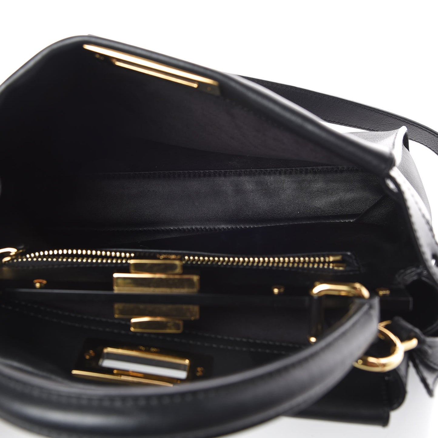 Vitello Seta Shiny Nappa Medium Peekaboo Iconic Satchel Black