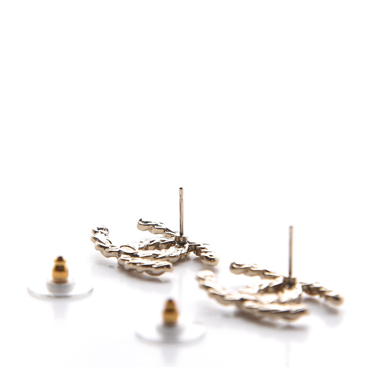 Enamel Metal Chain French New Wave CC Earrings Black Gold