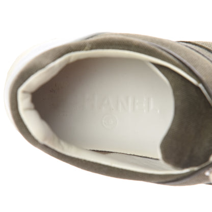 Chanel Fabric CC Sneakers 37.5 Khaki 10 of 12