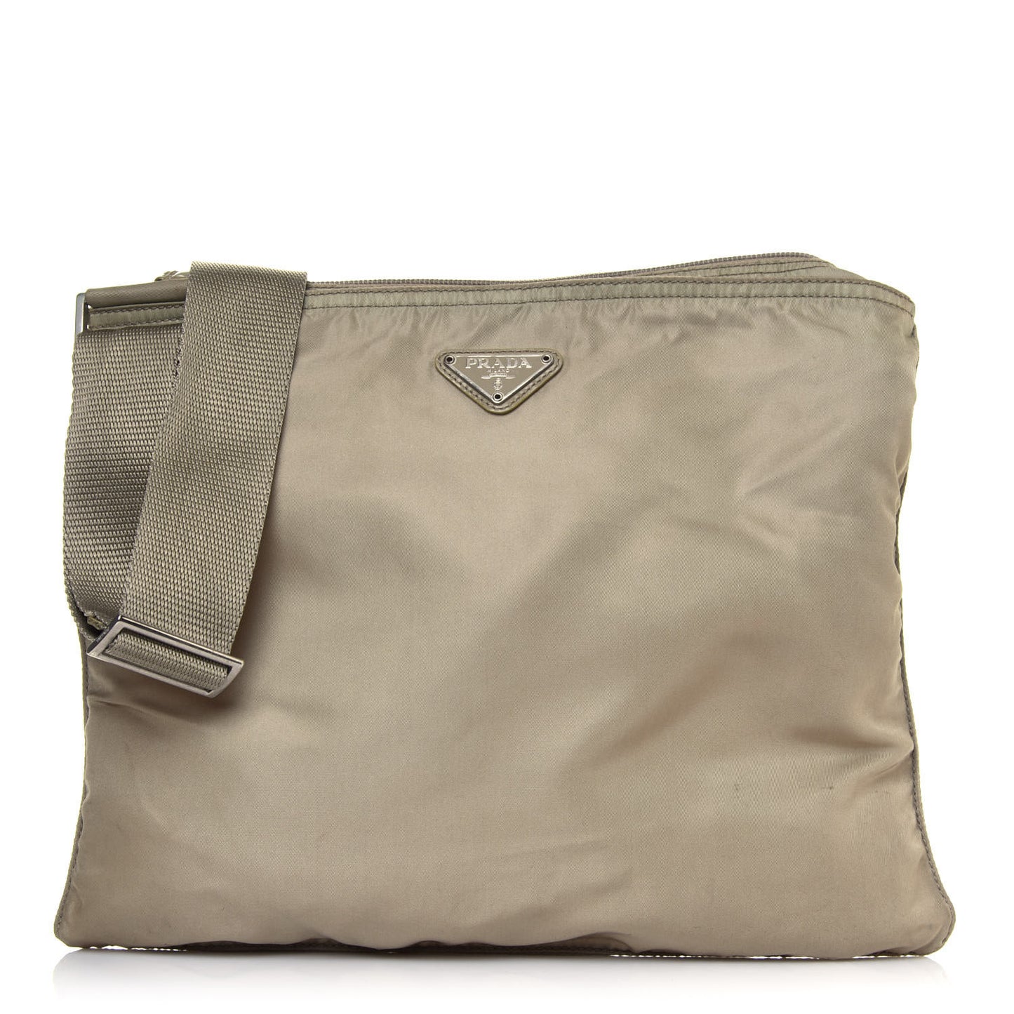Tessuto Nylon Flat Messenger Bag Green