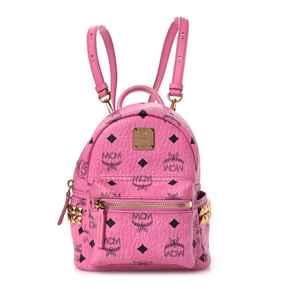 MCM Visetos Side Stud X-Mini Stark Bebe Boo Backpack Pink 1 of 12