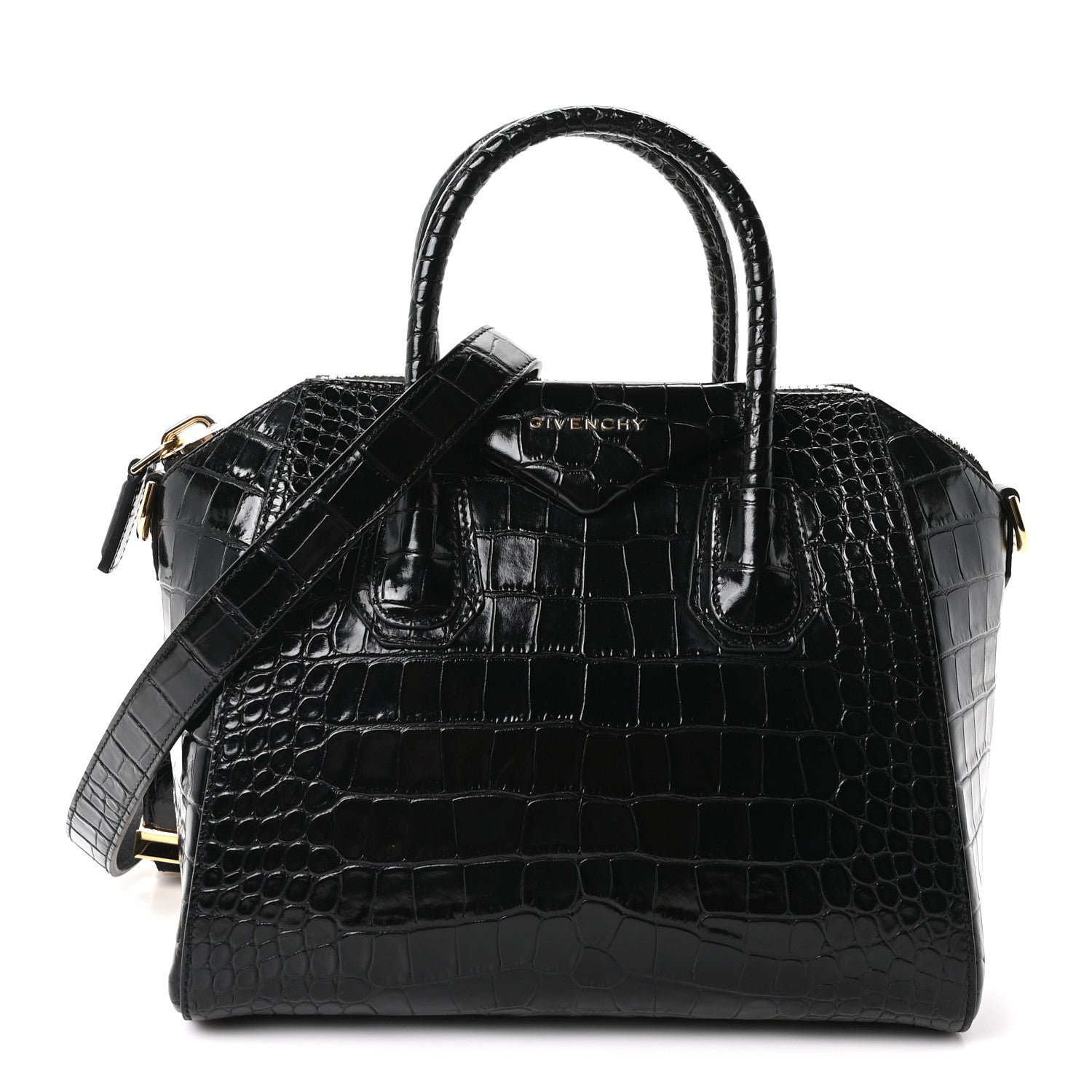 Givenchy Calfskin Crocodile Embossed Small Antigona Black 1 of 10
