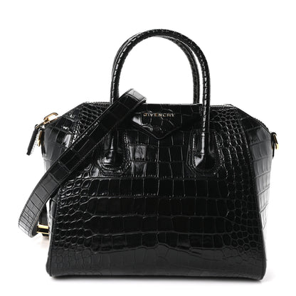 Givenchy Calfskin Crocodile Embossed Small Antigona Black 1 of 10