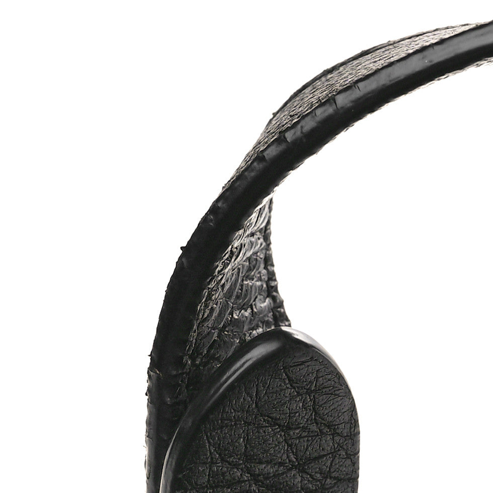 Grained Calfskin Drawstring Bucket Bag Black