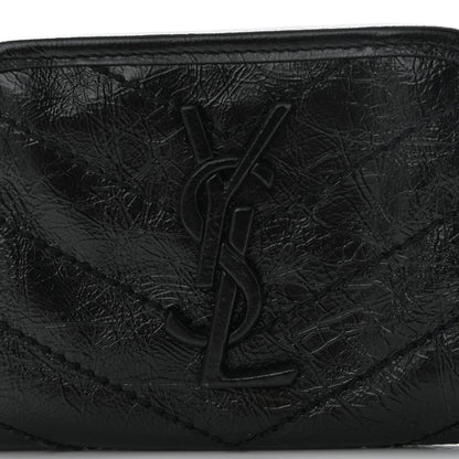 Saint Laurent Crinkled Calfskin Matelasse Monogram Niki Card Holder Black 7 of 9