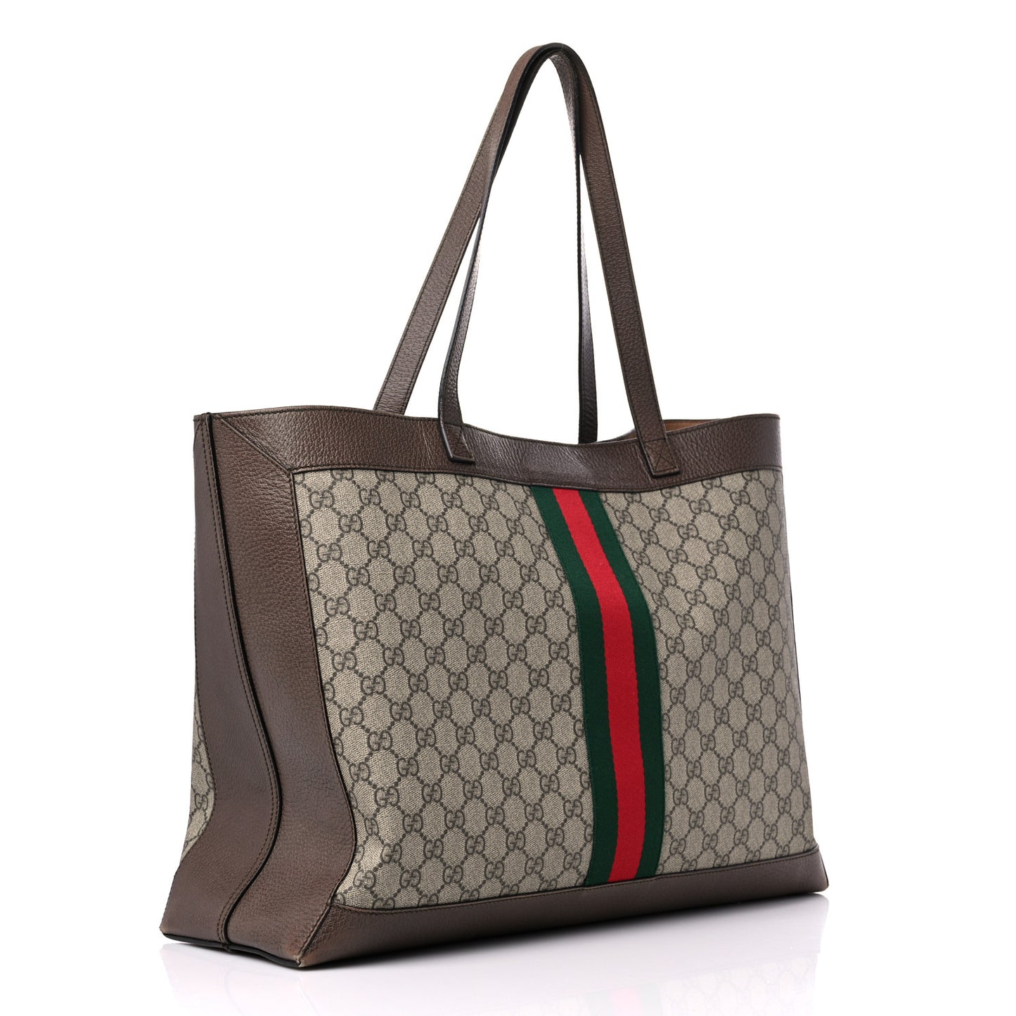 GG Supreme Monogram Web Ophidia Tote Brown