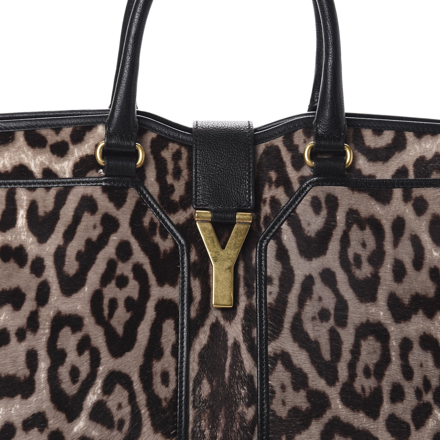 Saint Laurent Pony Hair Calfskin Leopard Print Medium Cabas Chyc Black 7 of 9