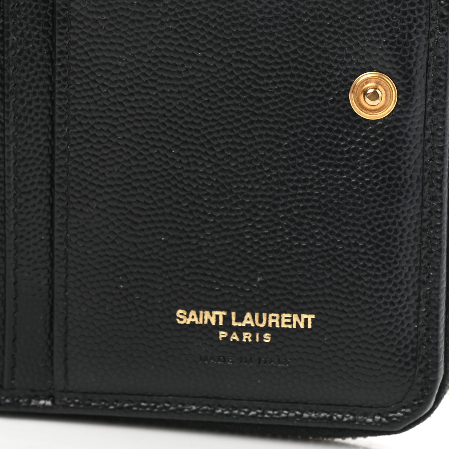 Saint Laurent Grain De Poudre Matelasse Chevron Monogram Compact Zip Around Wallet Black 6 of 8