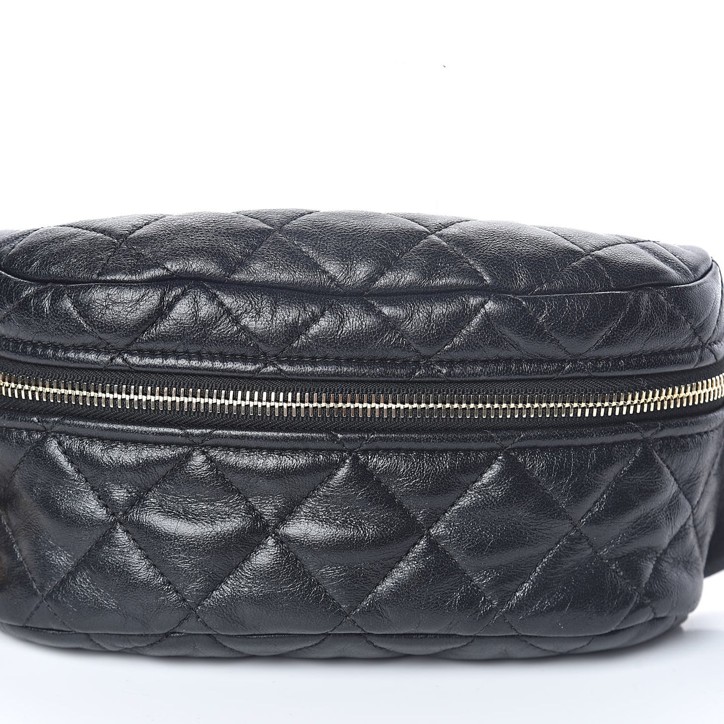 Lambskin Quilted Waist Belt Bag Fanny Pack Black