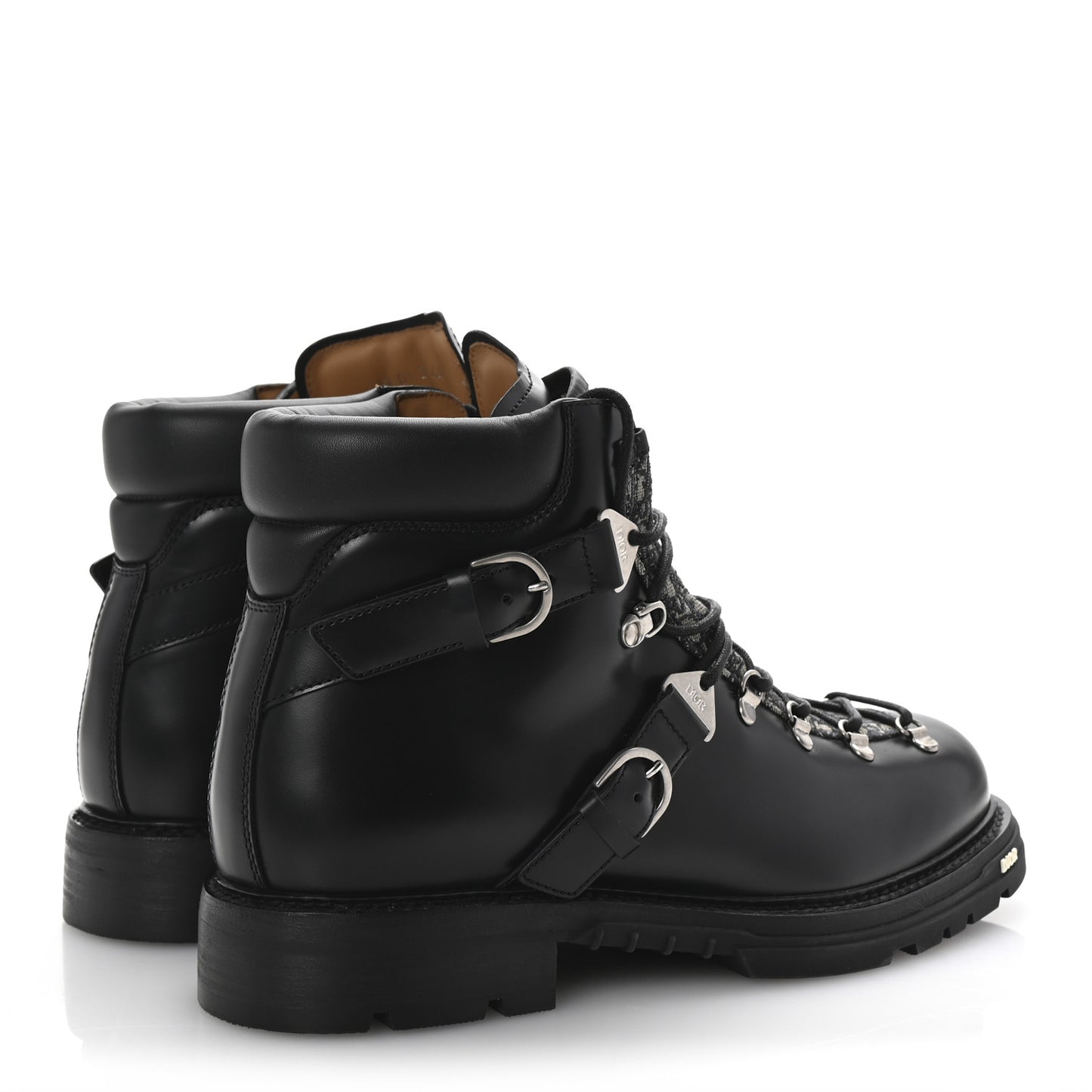 Oblique Calfskin Mens Explorer II Buckle Hiking Boots 44 Black Blue