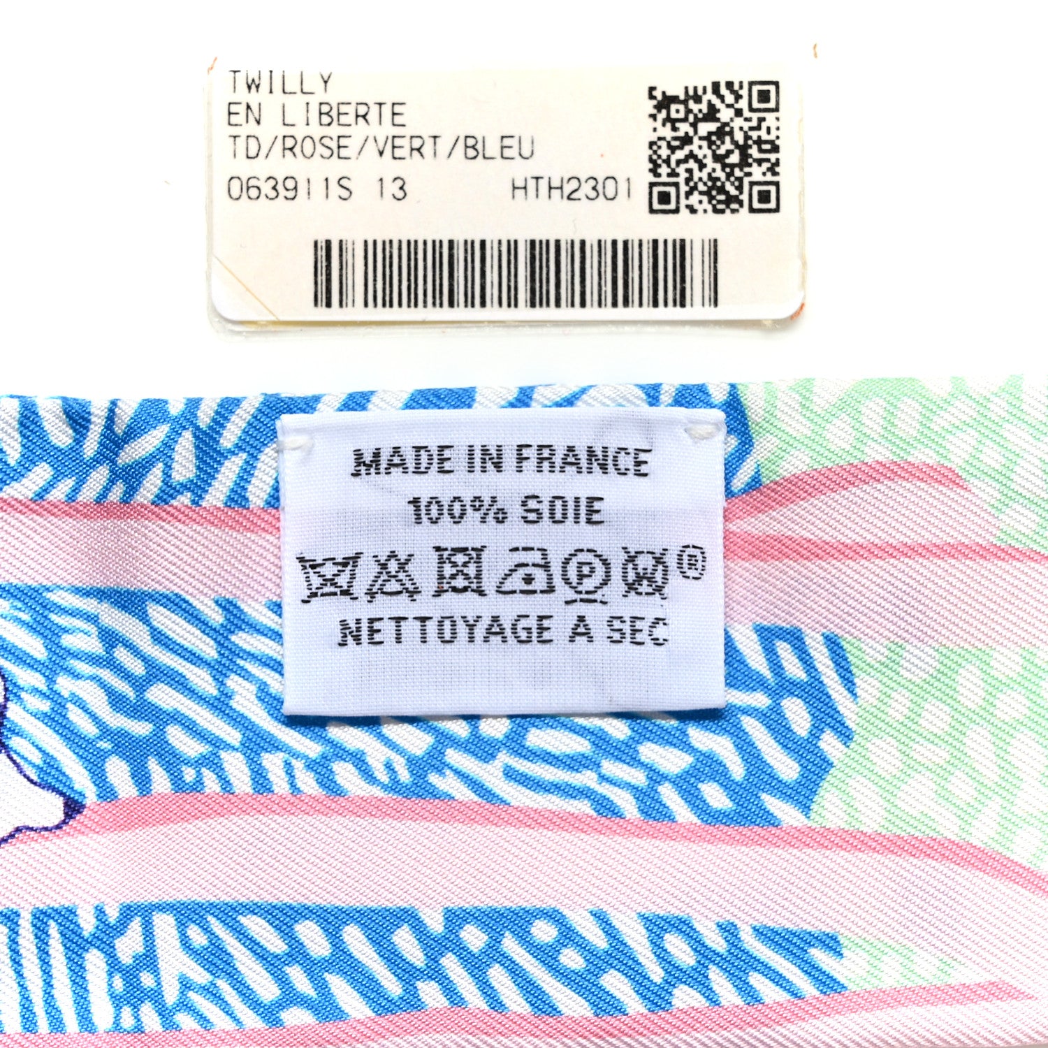 Hermes Silk En Liberte Twilly Rose Vert Bleu 3 of 4