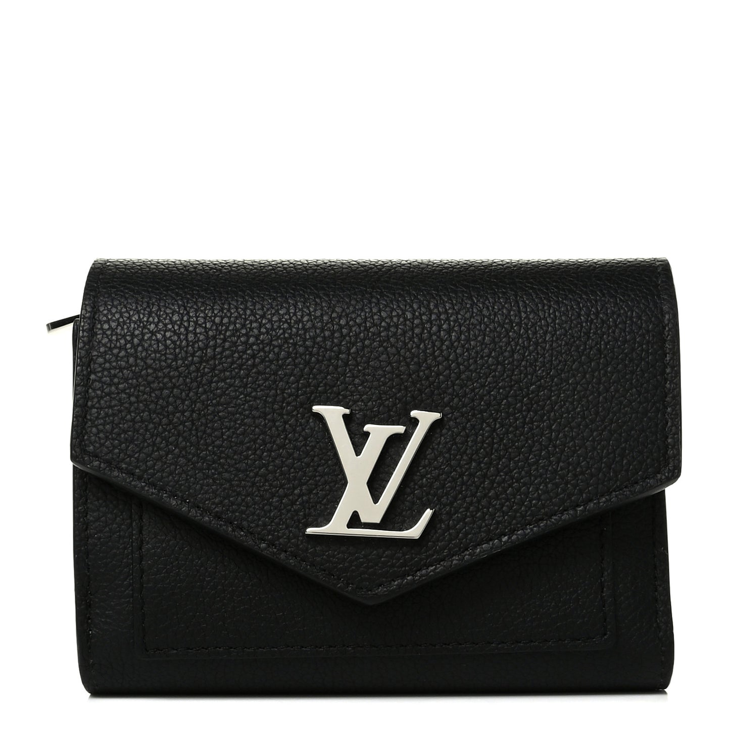 Soft Calfskin My Lockme Compact Wallet Black