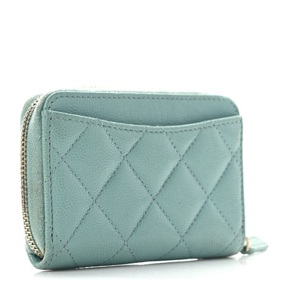 Chanel Caviar Quilted Zip Coin Purse Light Blue 3 of 8