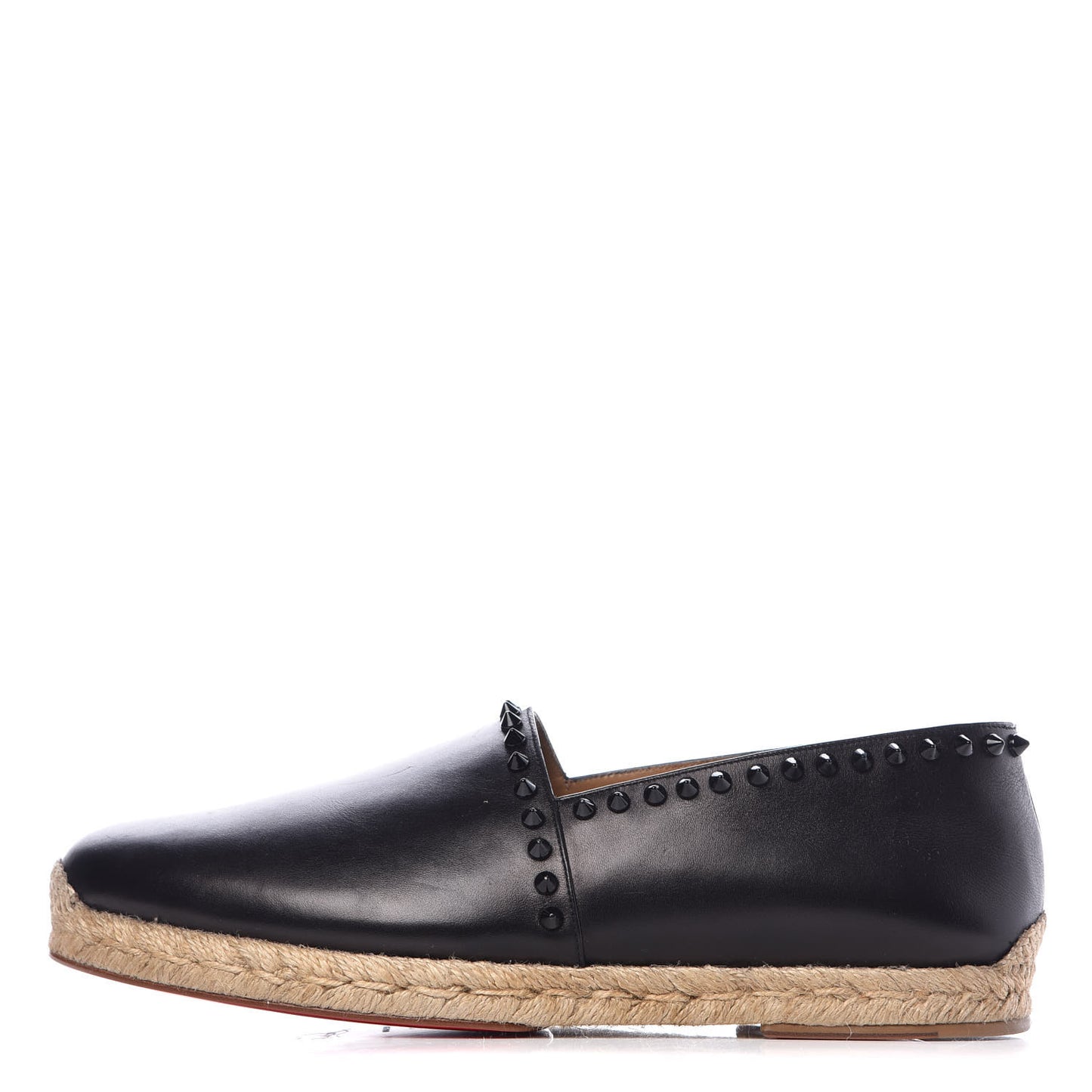 CHRISTIAN LOUBOUTIN Calfskin Ares Flat Espadrilles 42 Black
