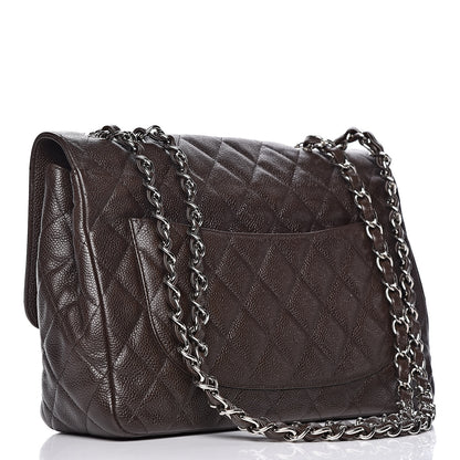 Chanel Caviar Quilted Jumbo Single Flap Dark Brown 4 of 11