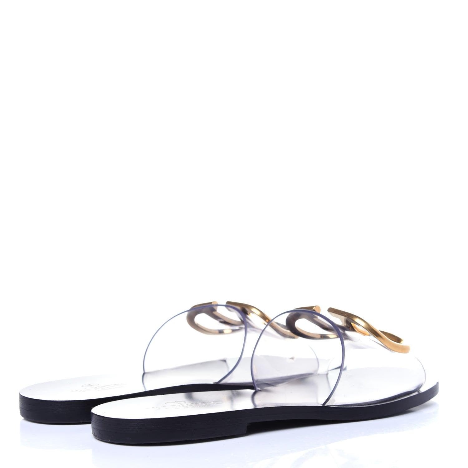 Valentino Garavani PVC Transparent Vlogo Flat Slide Sandals 35 Black 4 of 13