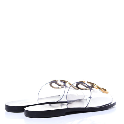 Valentino Garavani PVC Transparent Vlogo Flat Slide Sandals 35 Black 4 of 13