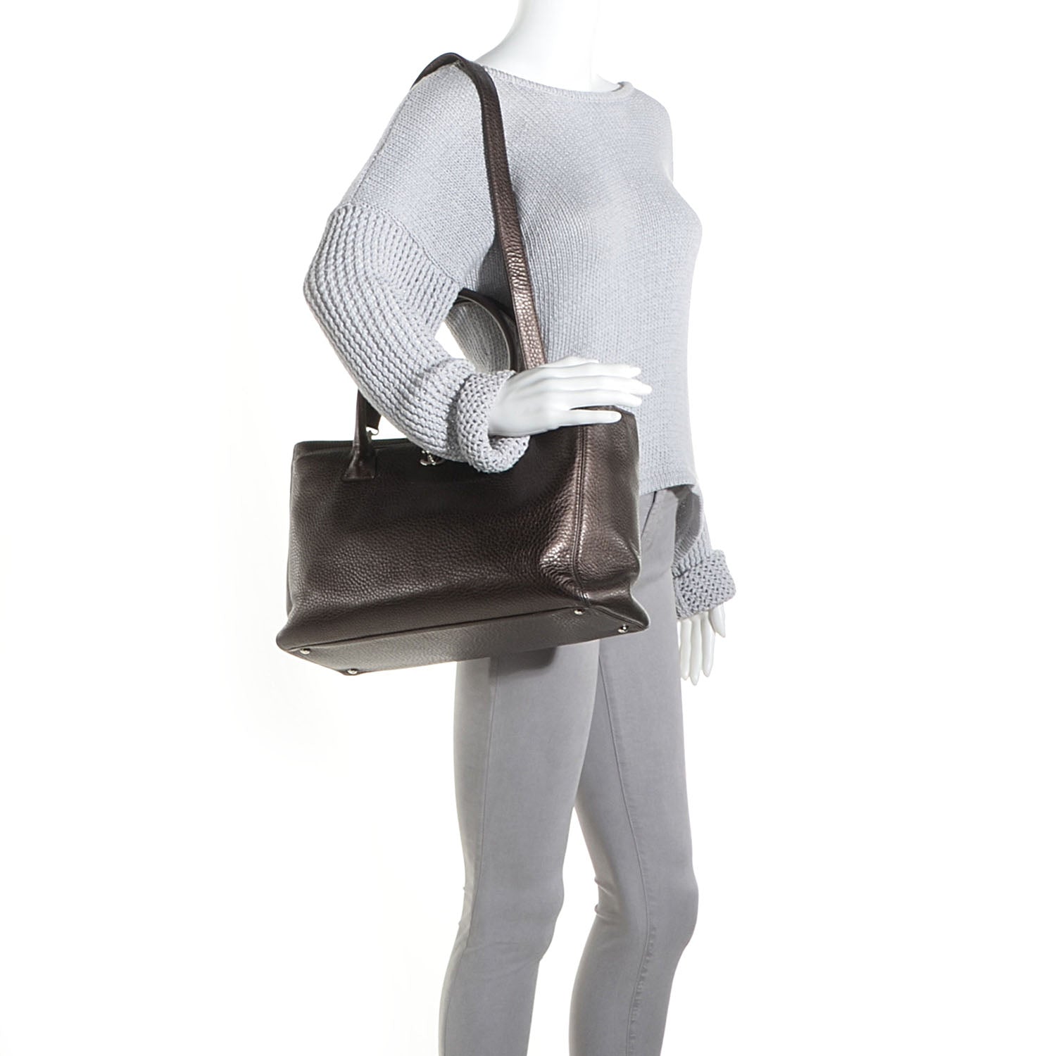 Chanel Metallic Deerskin Cerf Executive Shopper Tote Brown 2 of 8
