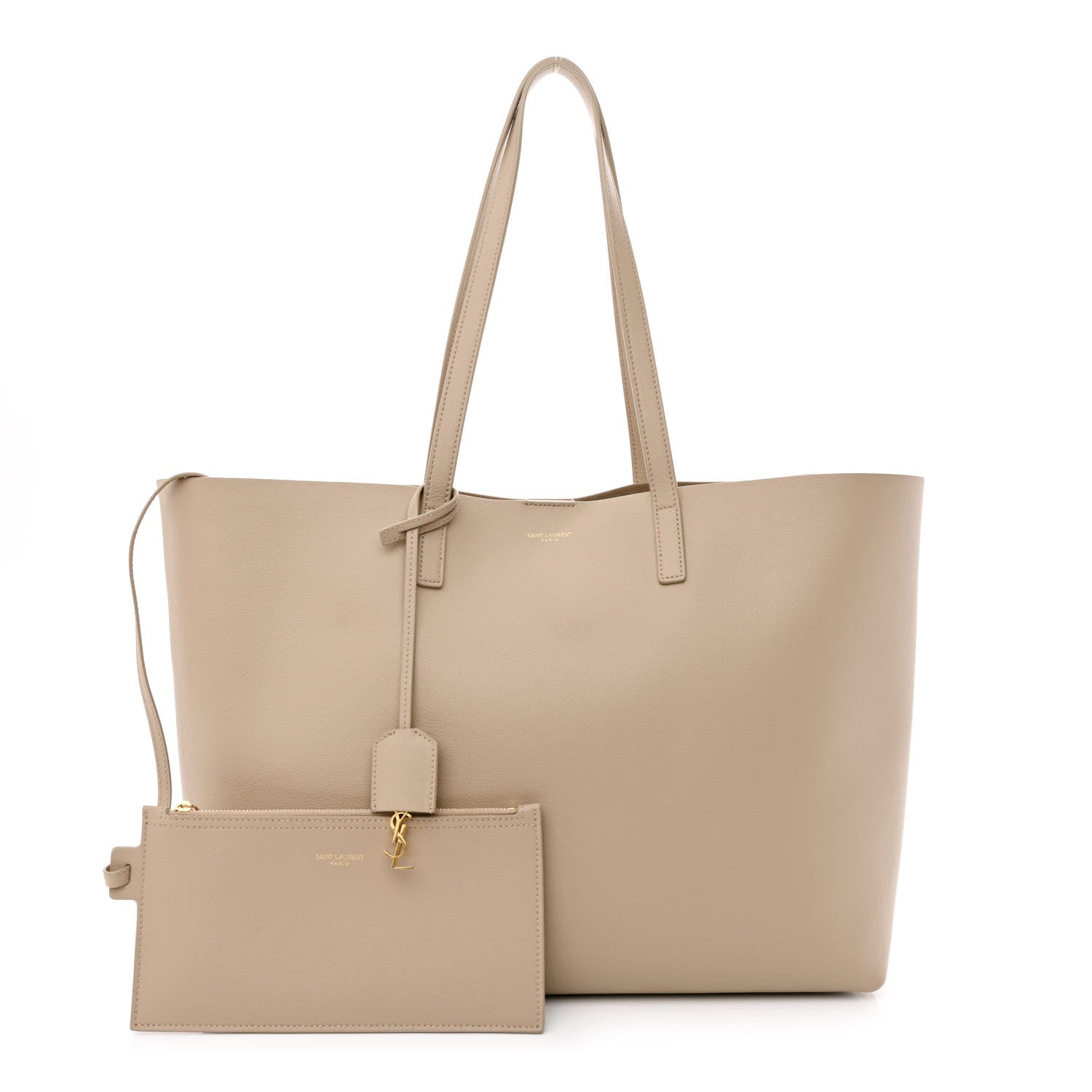 Saint Laurent Calfskin Large Shopping Tote Dark Beige 1 of 12